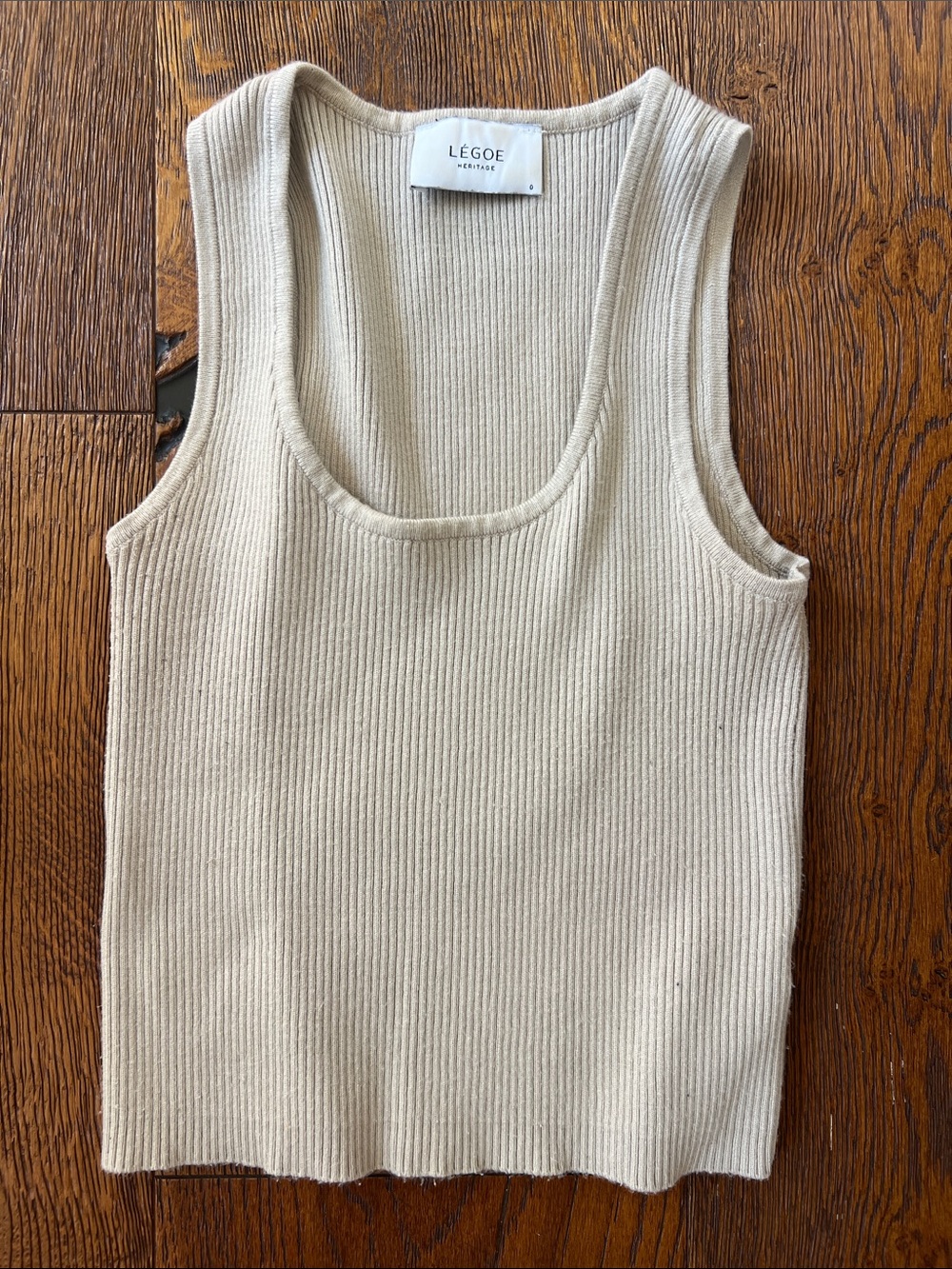 LÉGOE Cream Ribbed Tank Top - Sleeveless Women's Knit